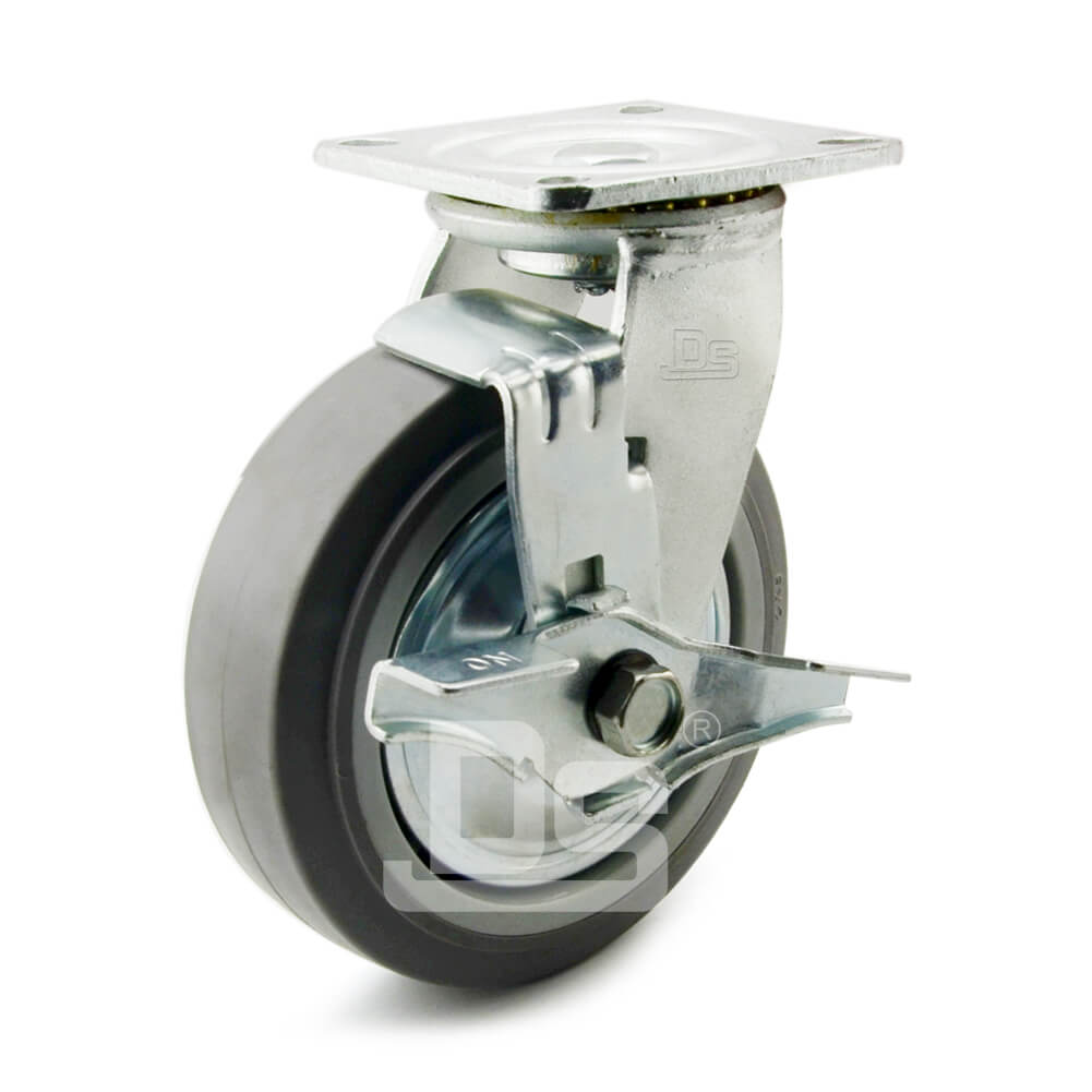 75mm Swivel casters with brake Solid rubber 95mm total height Nirox 4x Castor Wheels heavy duty up to 200kg